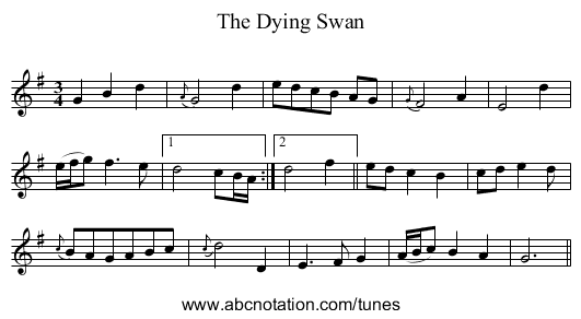 Dying Swan, The - staff notation