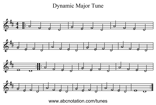 Dynamic Major Tune - staff notation