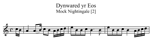 Dynwared yr Eos - staff notation
