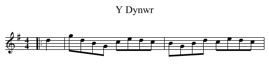 Dynwr, Y - staff notation
