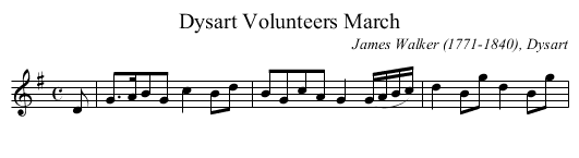 Dysart Volunteers March - staff notation