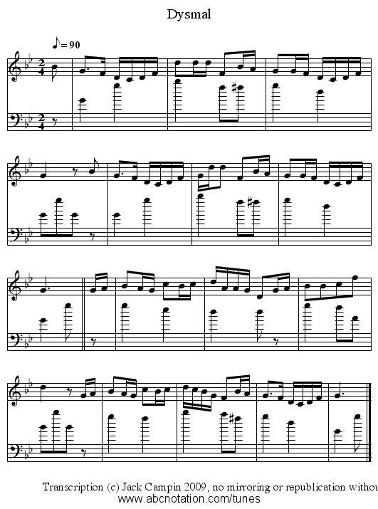 Dysmal - staff notation