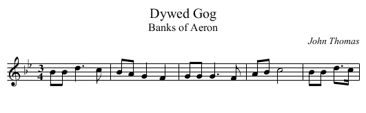 Dywed Gog - staff notation