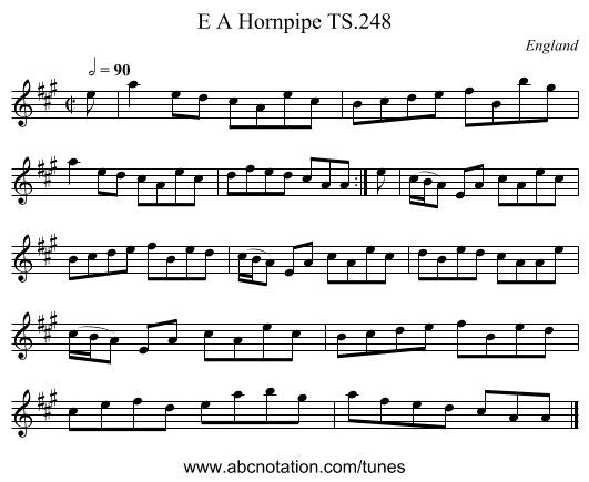 E A Hornpipe TS.248 - staff notation
