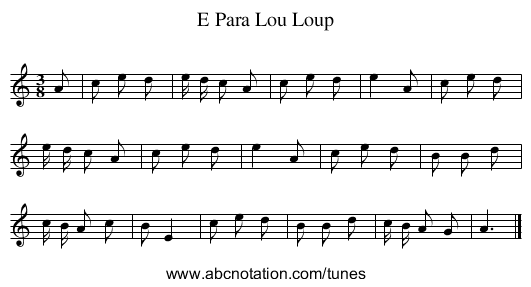 E Para Lou Loup - staff notation