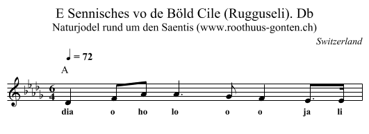 E Sennisches vo de Böld Cile (Rugguseli). Db - staff notation