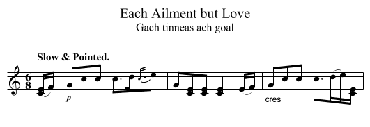 Each Ailment but Love - staff notation
