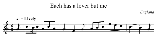 Each has a lover but me - staff notation