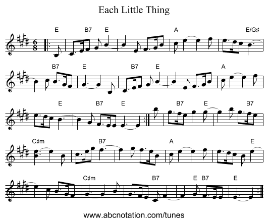 Each Little Thing - staff notation