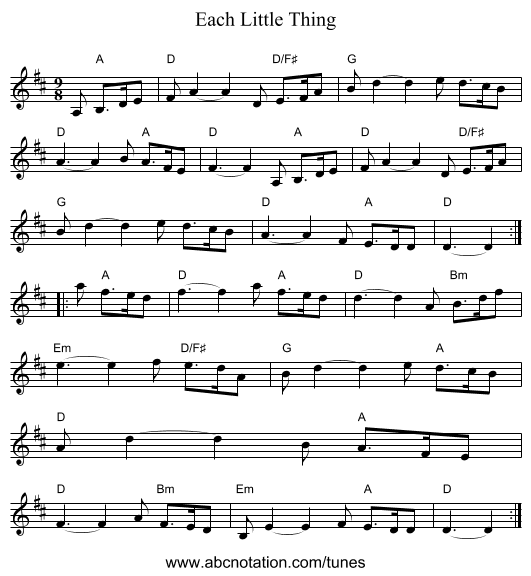 Each Little Thing - staff notation