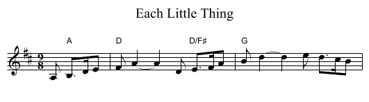 Each Little Thing - staff notation
