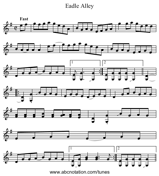 Eadle Alley - staff notation