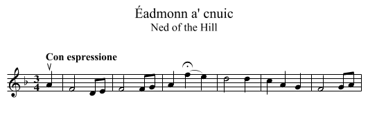 Éadmonn a' cnuic - staff notation