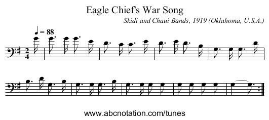 Eagle Chief's War Song - staff notation