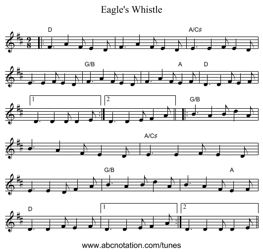Eagle's Whistle - staff notation