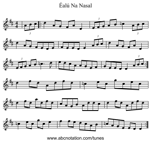 Éalú Na Nasal - staff notation