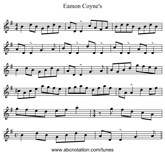 Eamon Coyne's - staff notation