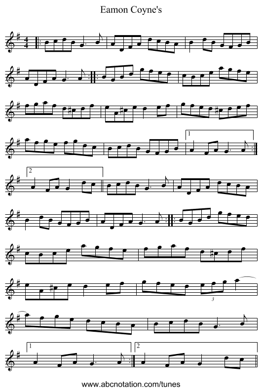 Eamon Coyne's - staff notation
