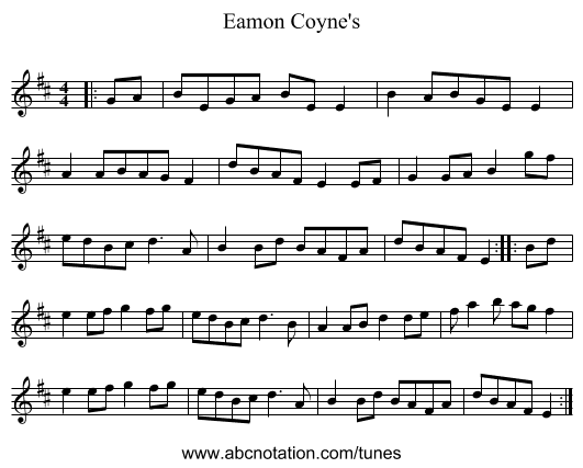 Eamon Coyne's - staff notation