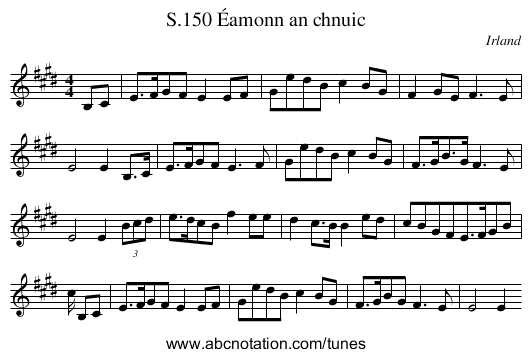 Éamonn an chnuic, S.150 - staff notation
