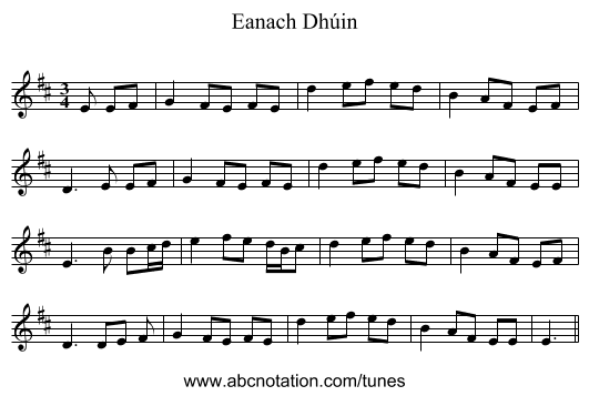 Eanach Dhúin - staff notation