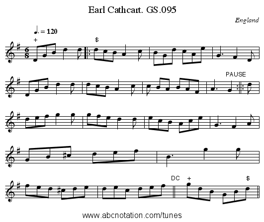 Earl Cathcart. GS.095 - staff notation