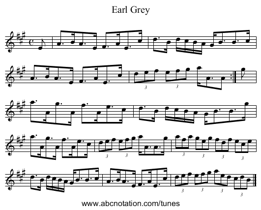 Earl Grey - staff notation