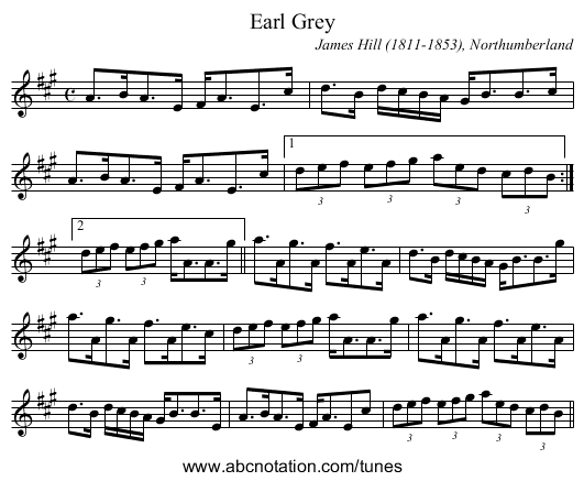 Earl Grey - staff notation