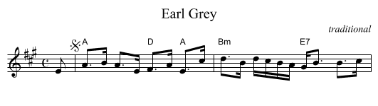 Earl Grey - staff notation