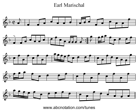 Earl Marischal - staff notation