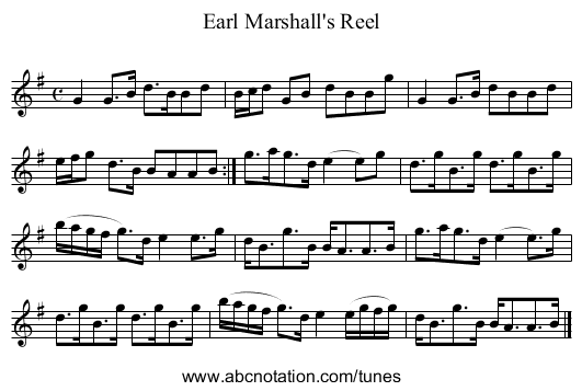 Earl Marshall's Reel - staff notation