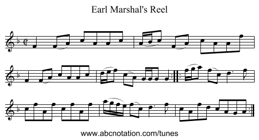 Earl Marshal's Reel - staff notation