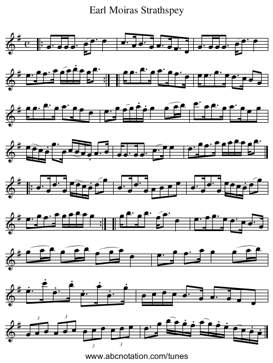 Earl Moiras Strathspey - staff notation