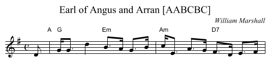 Earl of Angus and Arran [AABCBC] - staff notation