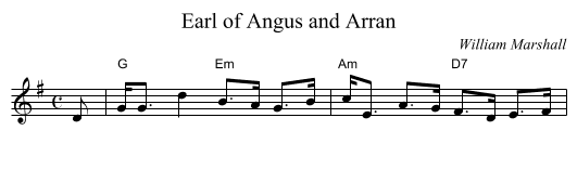 Earl of Angus and Arran - staff notation