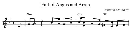 Earl of Angus and Arran - staff notation