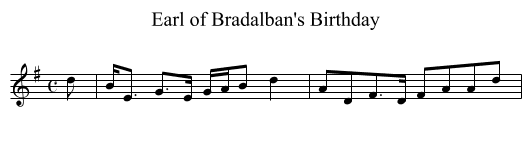 Earl of Bradalban's Birthday - staff notation