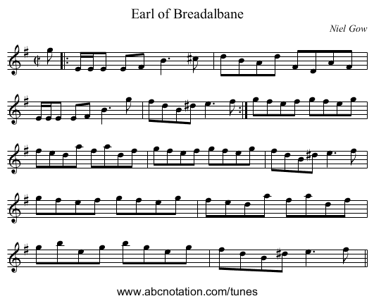 Earl of Breadalbane - staff notation