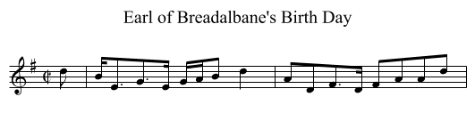 Earl of Breadalbane's Birth Day - staff notation