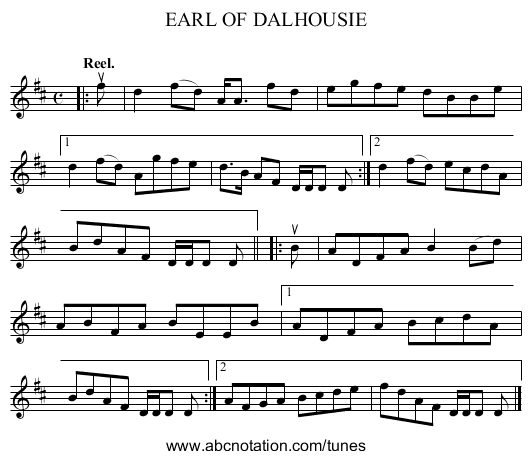 EARL OF DALHOUSIE - staff notation