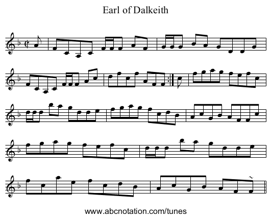 Earl of Dalkeith - staff notation