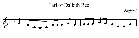Earl of Dalkith Reel - staff notation
