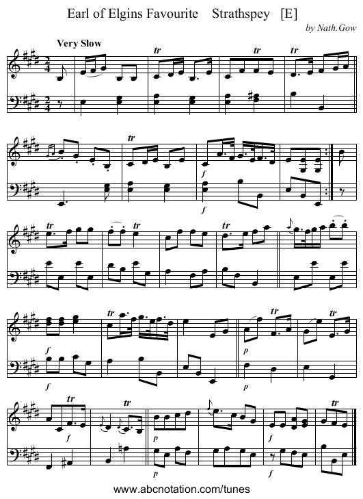 Earl of Elgins Favourite    Strathspey   [E] - staff notation
