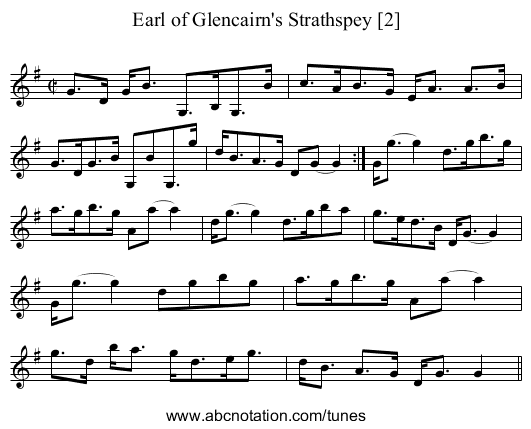 Earl of Glencairn's Strathspey [2] - staff notation