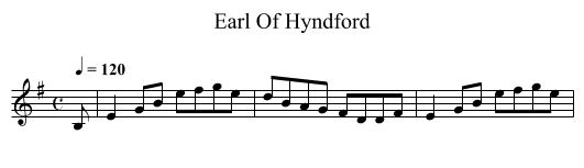 Earl Of Hyndford - staff notation