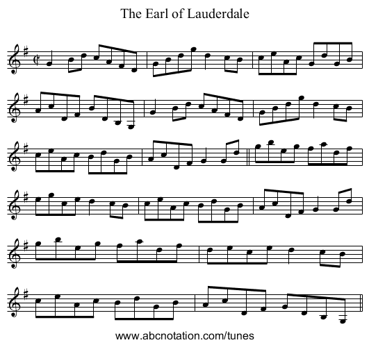 Earl of Lauderdale, The - staff notation