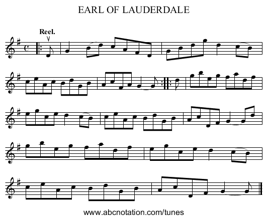EARL OF LAUDERDALE - staff notation