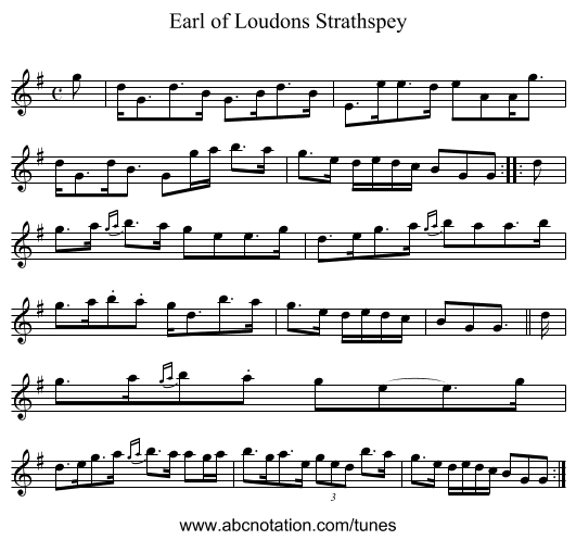 Earl of Loudons Strathspey - staff notation