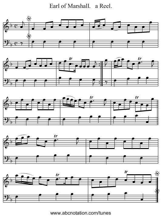 Earl of Marshall.   a Reel. - staff notation