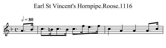 Earl St Vincent's Hornpipe.Roose.1116 - staff notation